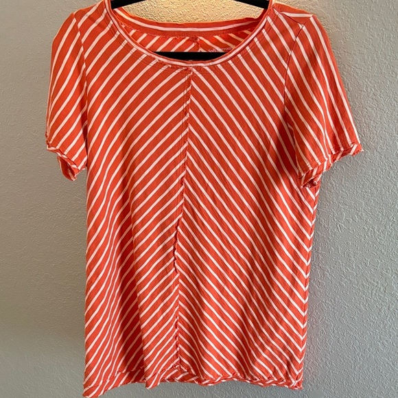 SOFT SURROUNDINGS Indra Striped Tee Cotton/ Koi Orange/ Size Medium - Picture 1 of 5